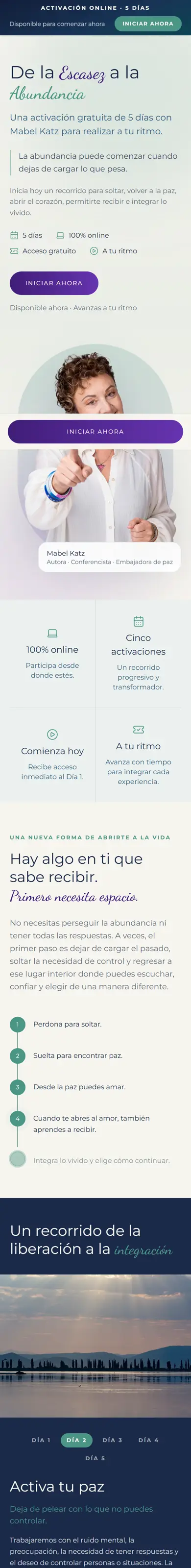 La plataforma De la Escasez a la Abundancia en el celular