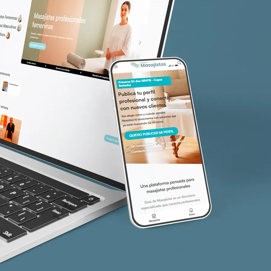 Guía de Masajistas en su versión anterior con WordPress